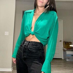 Zara Cropped Green Top